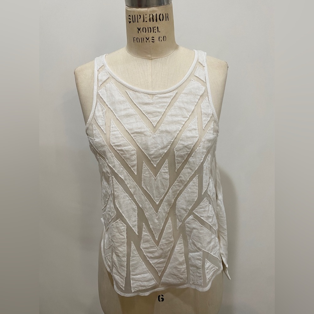Free People white geometric sheer sleeveless top size XS